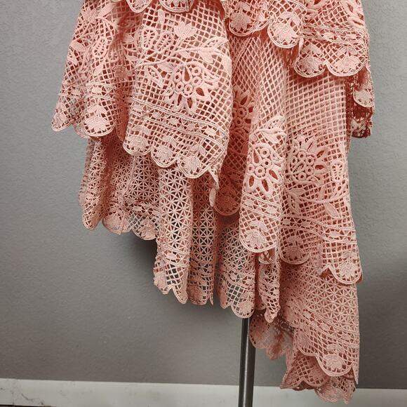 Farm Rio Guipure Lace Tiered Skirt Light Pink Size Small - Picture 11 of 16
